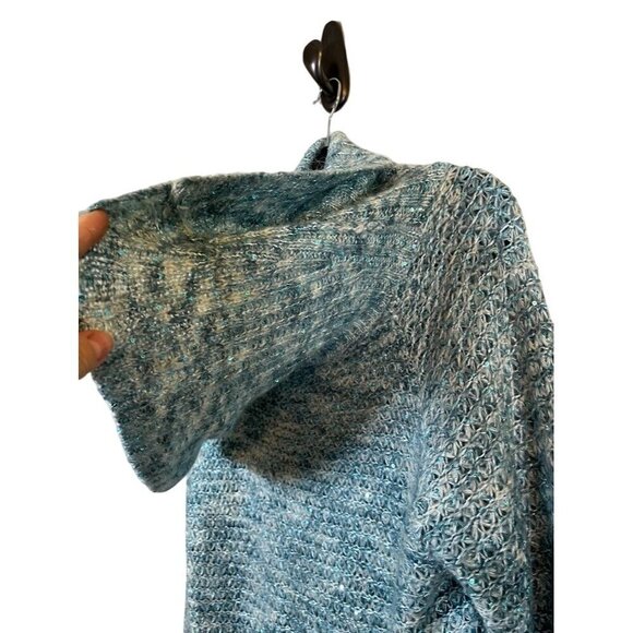 Chicos Sweater Women L Blue Cowl Neck Pullover Knit Sequin Tunic Festive Neutral - Picture 5 of 12